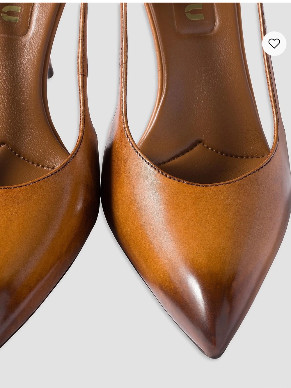 Miu Miu Tan Brown Leather Slingback Pointed-Toe Heels - Picture 2 of 13